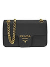 Saffiano Leather Chain Shoulder Bag Black - PRADA - BALAAN 1