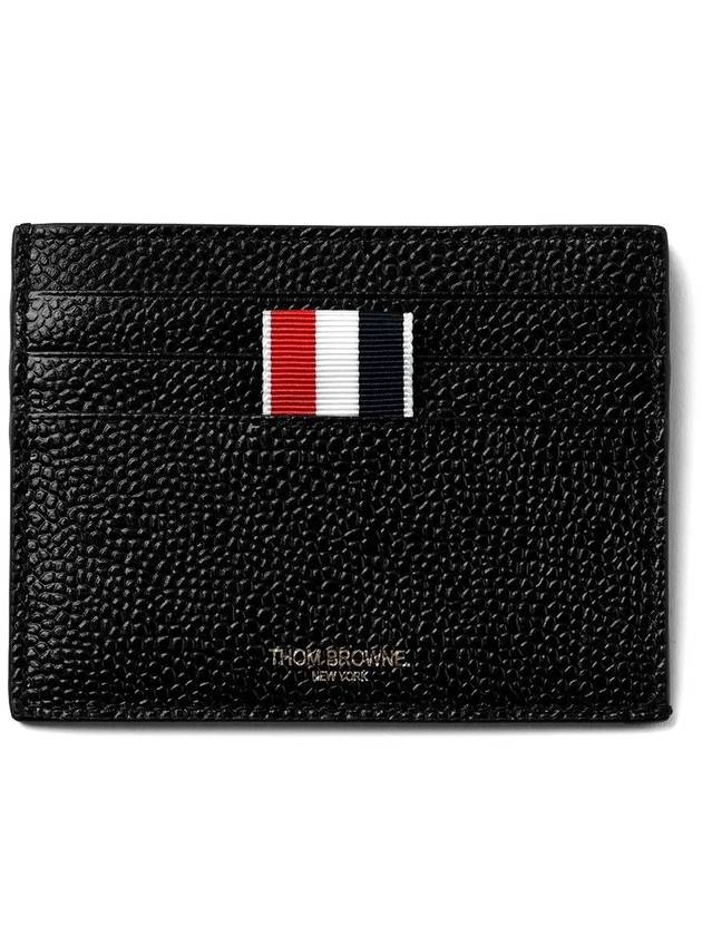 Pebble Grain Leather Stripe Note Compartment Card Wallet Black - THOM BROWNE - BALAAN 2