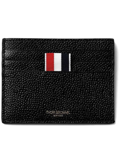 Pebble Grain Leather Stripe Note Compartment Card Wallet Black - THOM BROWNE - BALAAN 2