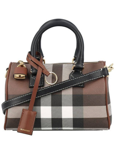 Checke Zipper Small Tote Bag Dark Brown - BURBERRY - BALAAN 1