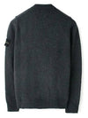 Logo Patch Crew Neck Wool Knit Top Melange Charcoal - STONE ISLAND - BALAAN 3