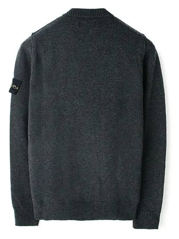 Logo Patch Crew Neck Wool Knit Top Melange Charcoal - STONE ISLAND - BALAAN 3