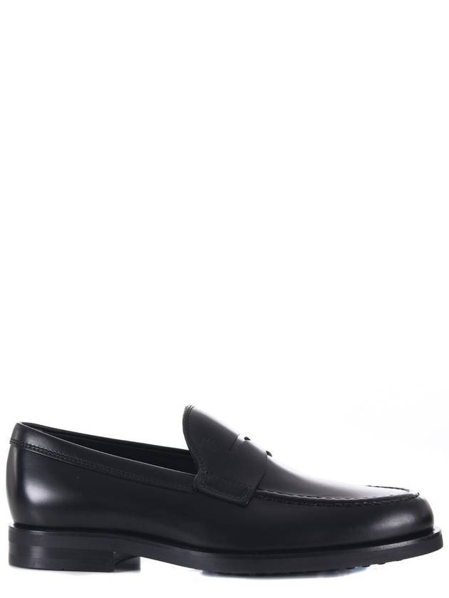 Men's Stamped Monogram Semi Glossy Leather Loafers Black - TOD'S - BALAAN 12