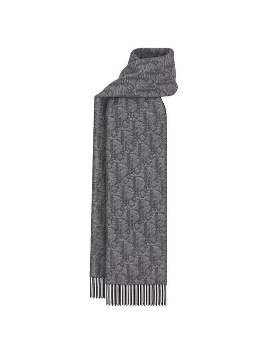 Oblique Double Sided Cashmere Wool Scarf Grey - DIOR - BALAAN 1