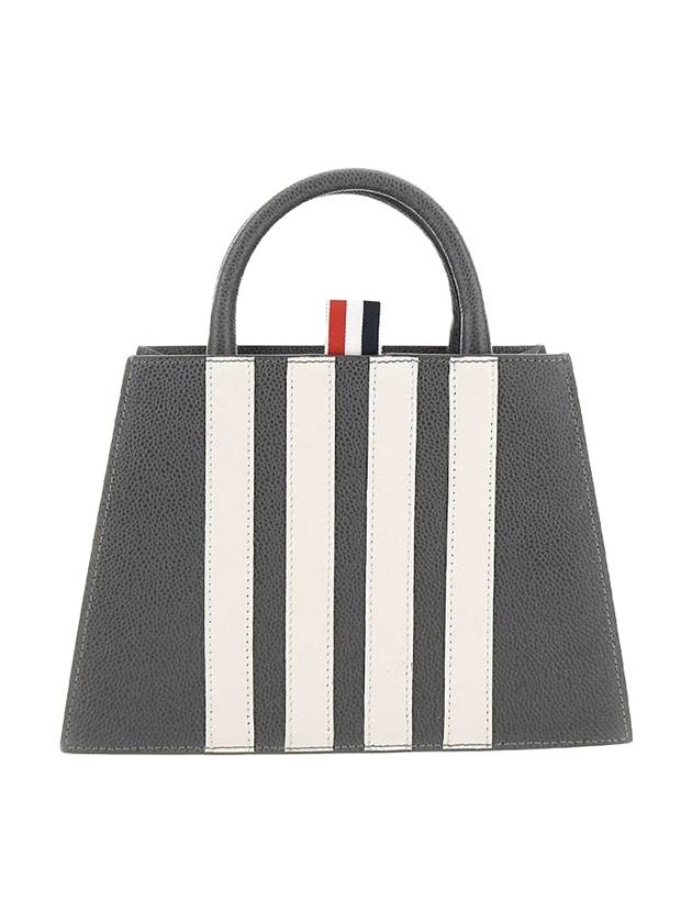 Pebble Grain Leather 4 Bar Mini Trapeze Tote Bag Dark Gray - THOM BROWNE - BALAAN 1