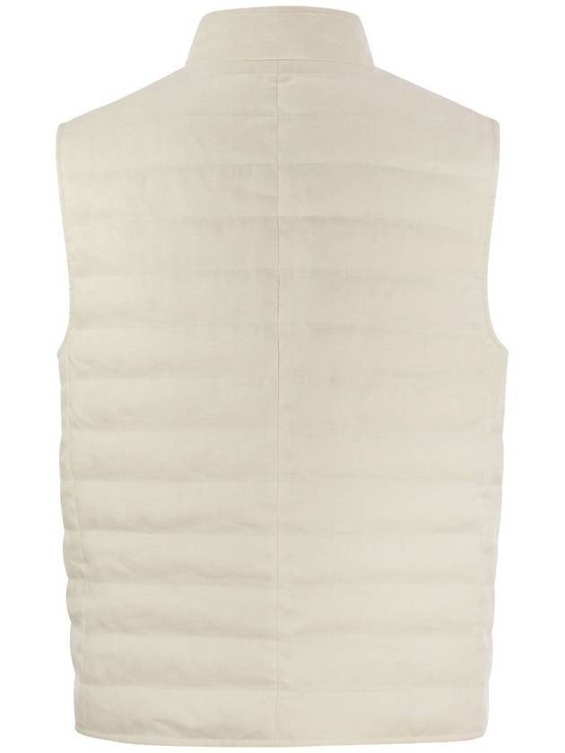 Linen Sleeveless Down Jacket White - BRUNELLO CUCINELLI - BALAAN 3