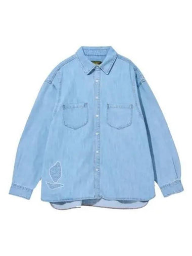 Patchwork panel denim shirt light blue - OGARP - BALAAN 1