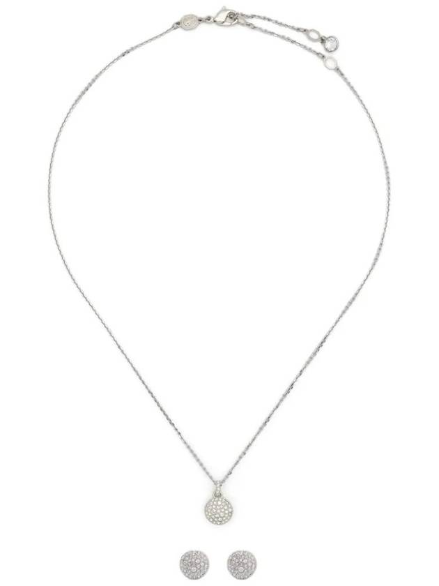 Sublima Rhodium Necklace Earrings Set Silver White - SWAROVSKI - BALAAN 1