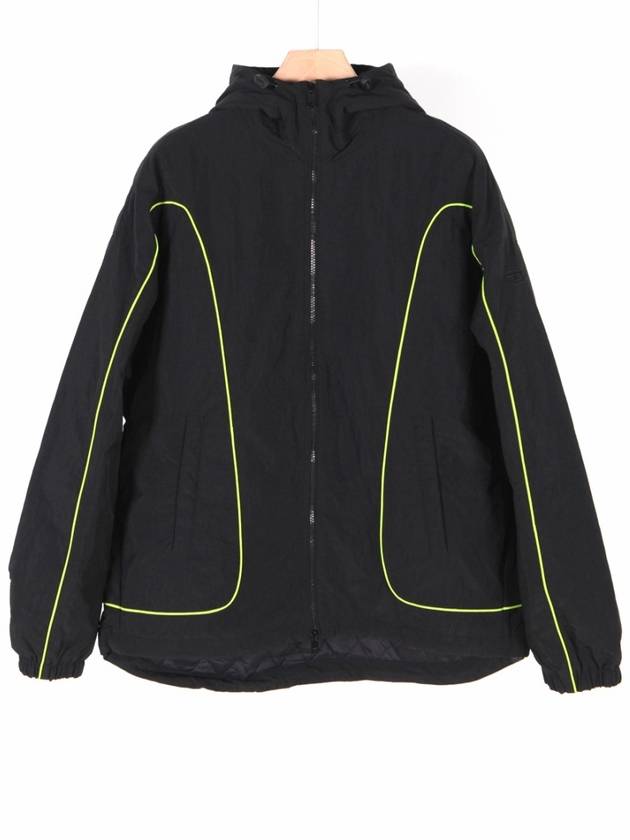 Padded Wrinkle Nylon Hooded Jacket Black - DIESEL - BALAAN 2