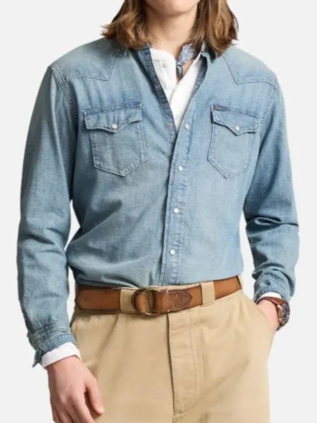 Denim Long Sleeve Shirt Blue - POLO RALPH LAUREN - BALAAN 2