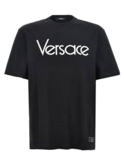 Logo Crewneck Short Sleeve T-Shirt Black - VERSACE - BALAAN 2