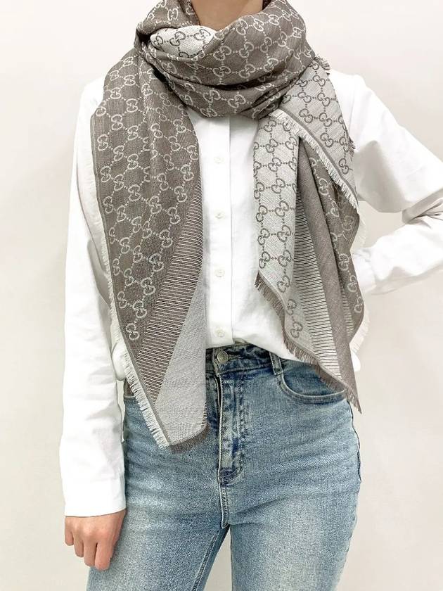 GG Jacquard Square Muffler Grey - GUCCI - BALAAN 6