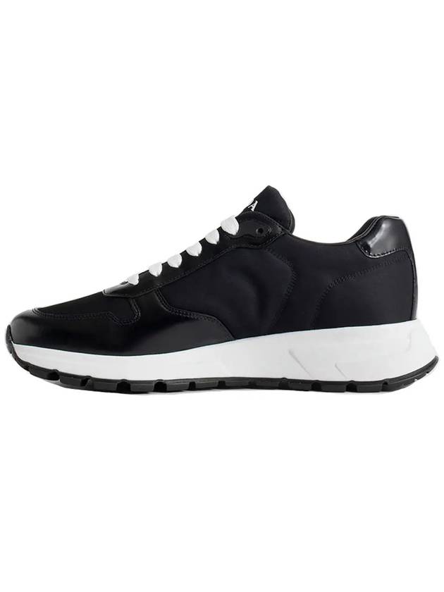 Prax 01 Re-Nylon Brushed Leather Low-Top Sneakers Black - PRADA - BALAAN 4