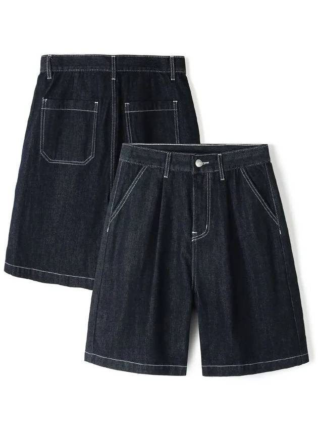 Washed Denim Bermuda Shorts Navy - INDUST - BALAAN 6