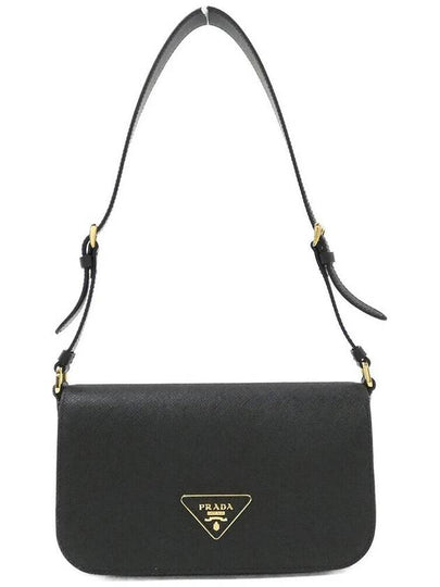 Triangle Logo Saffiano Shoulder Bag Black - PRADA - BALAAN 2