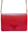 Women s 1BP012 Saffiano Luxe Red Monochrome WOC Mini Cross Bag - PRADA - BALAAN 1