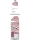 Logo Patch Knit Beanie Pink - GANNI - BALAAN 3