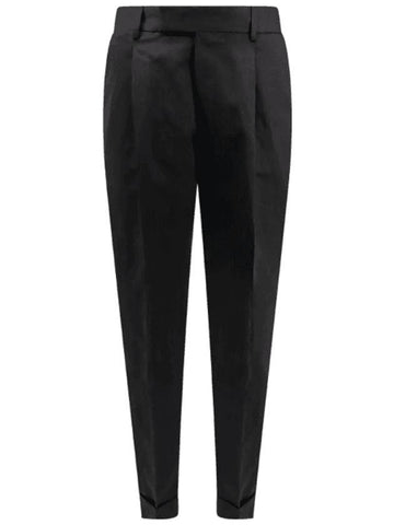 Cotton Linen Straight Pants Black - PT TORINO - BALAAN 1