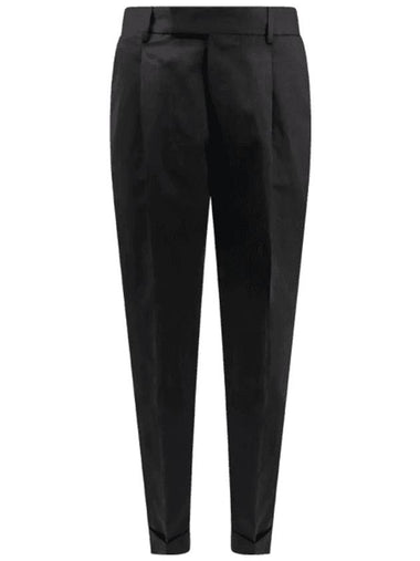 Cotton Linen Straight Pants Black - PT TORINO - BALAAN 1