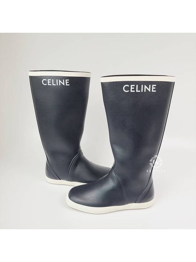 Logo Les Boats De Pont Flat Long Rain Boots Navy - CELINE - BALAAN 2