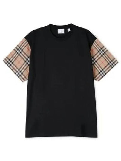 Vintage Check Sleeve Cotton Oversized T-shirt Black - BURBERRY - BALAAN 2