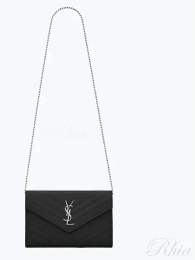 377828BOW02 Monogram Chain Wallet Bag Silver Saint Laurent - SAINT LAURENT - BALAAN 1