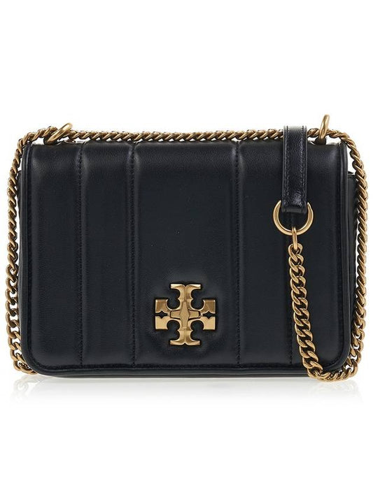 Kira Chain Leather Shoulder Bag Black - TORY BURCH - BALAAN.