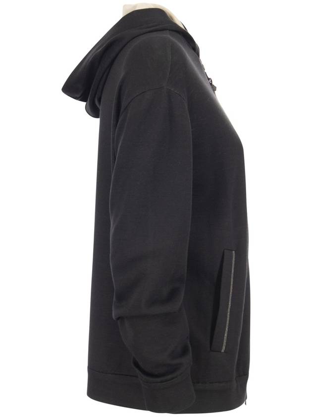 Women's Monilli French Terry Zip-Up Hoodie Black - BRUNELLO CUCINELLI - BALAAN 3