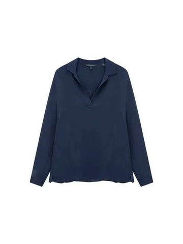 Women s Open Collar Easy Blouse Navy - ARMANI EXCHANGE - BALAAN 1