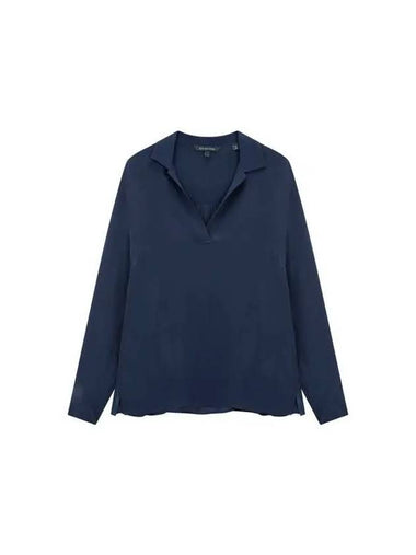 Women s Open Collar Easy Blouse Navy - ARMANI EXCHANGE - BALAAN 1