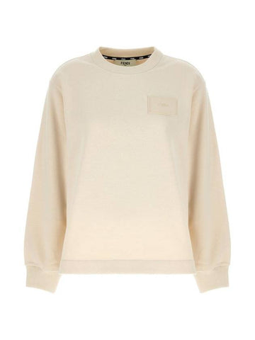 Patch Logo Sweatshirt Ivory - FENDI - BALAAN 1