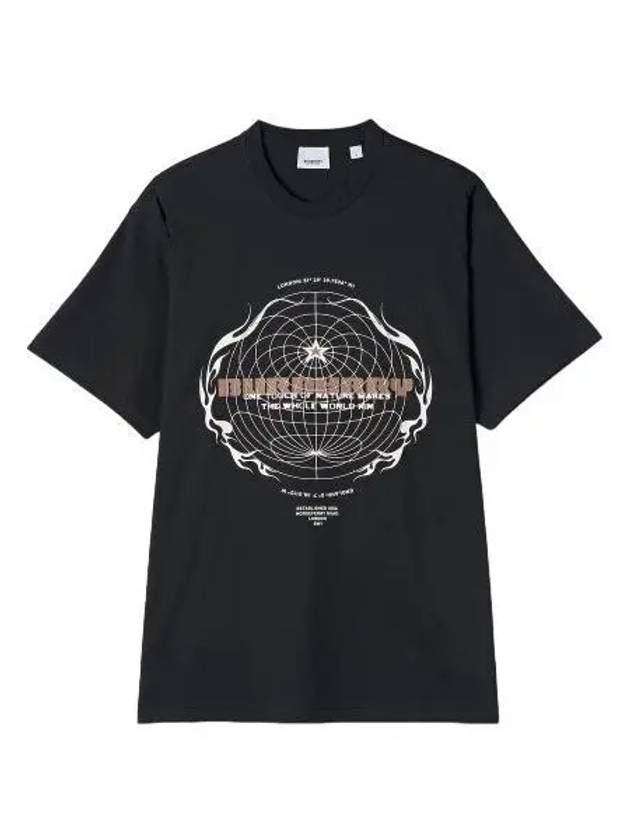 Globe graphic print short sleeve t shirt black tee - BURBERRY - BALAAN 1