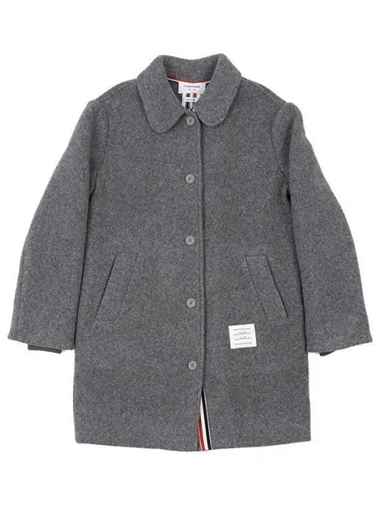 Women's Stripe Round Collar Wool Overcoat Gray - THOM BROWNE - BALAAN 2