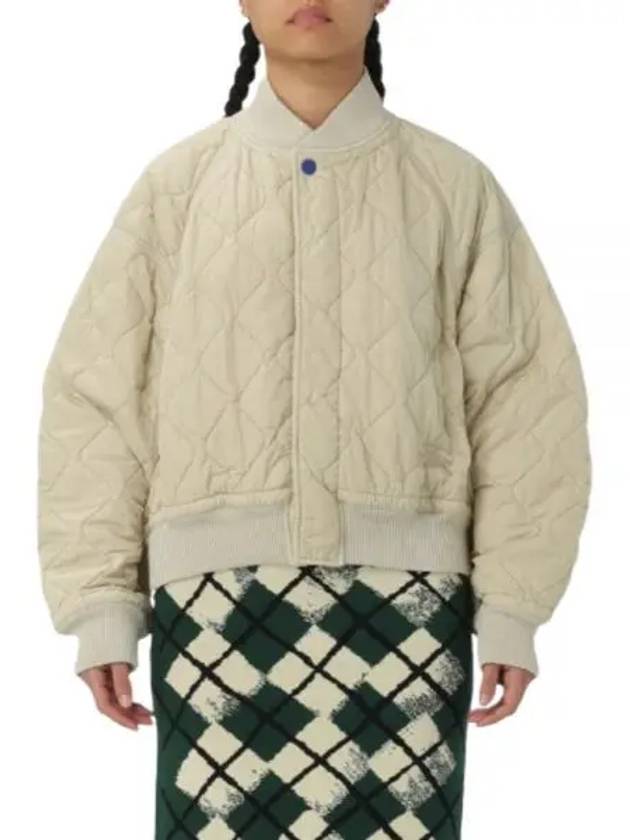 Quilted Bomber Jacket Ivory - BURBERRY - BALAAN 2