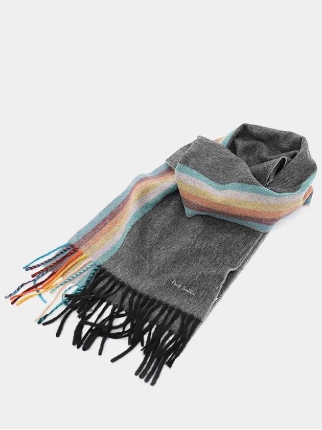 Signature Stripe Cashmere Muffler Grey - PAUL SMITH - BALAAN 4