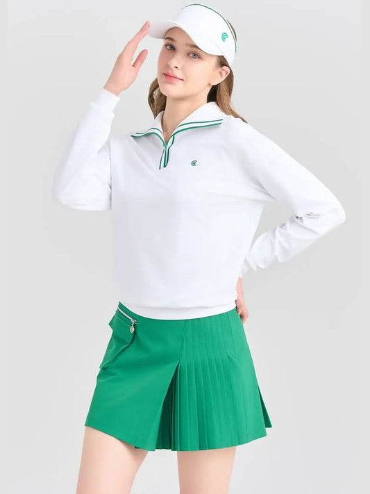 Online Exclusive Women s Cotton Touch PQ Big Collar Long Sleeve T Shirt White - CLEVELAND GOLF - BALAAN 1