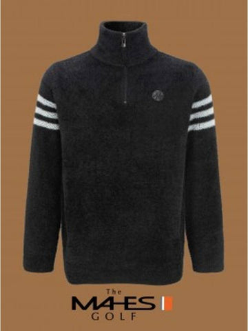 Men s Knit Sweater Black Label Homme Velvet Warm up Swing Half Zip GN30587 - MAHES - BALAAN 1