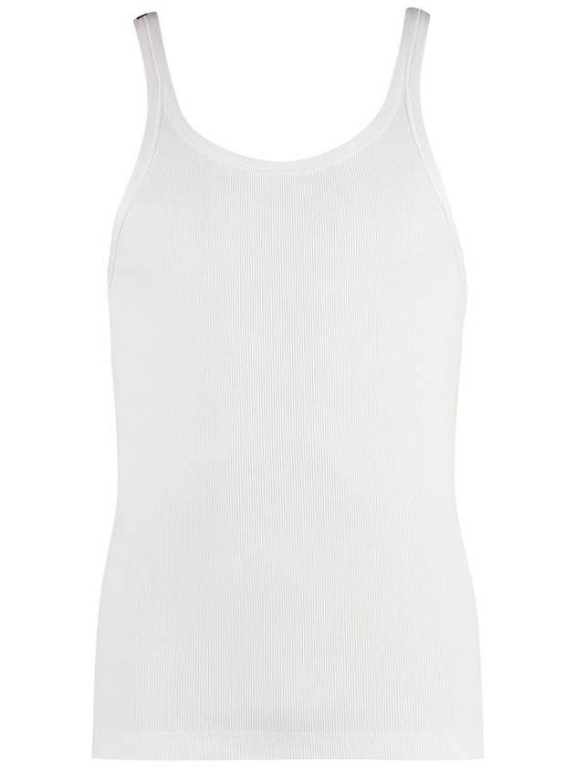 Logo Patch Detail Tank Top Sleeveless White - DOLCE&GABBANA - BALAAN 2