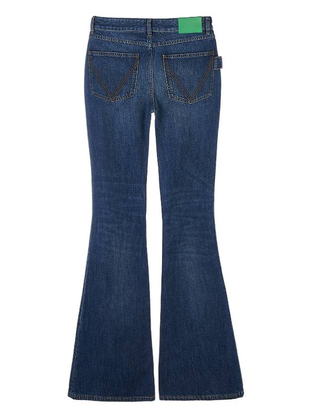 Women's Washed Mid-Rise Flare Denim Jeans Blue - BOTTEGA VENETA - BALAAN.