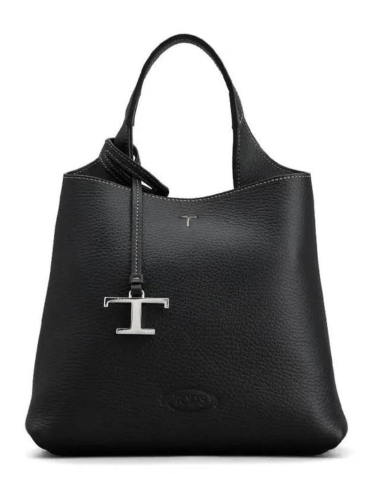 Logo Mini Leather Tote Bag Black - TOD'S - BALAAN 2