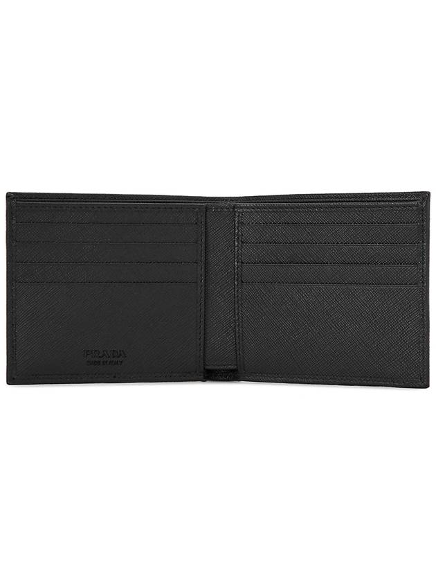 Triangle Logo Saffiano Half Wallet Black - PRADA - BALAAN 5