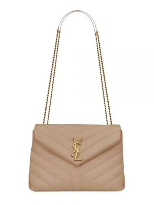 Bronze Monogram Loulou Matelasse Y Leather Small Shoulder Bag Beige - SAINT LAURENT - BALAAN 2