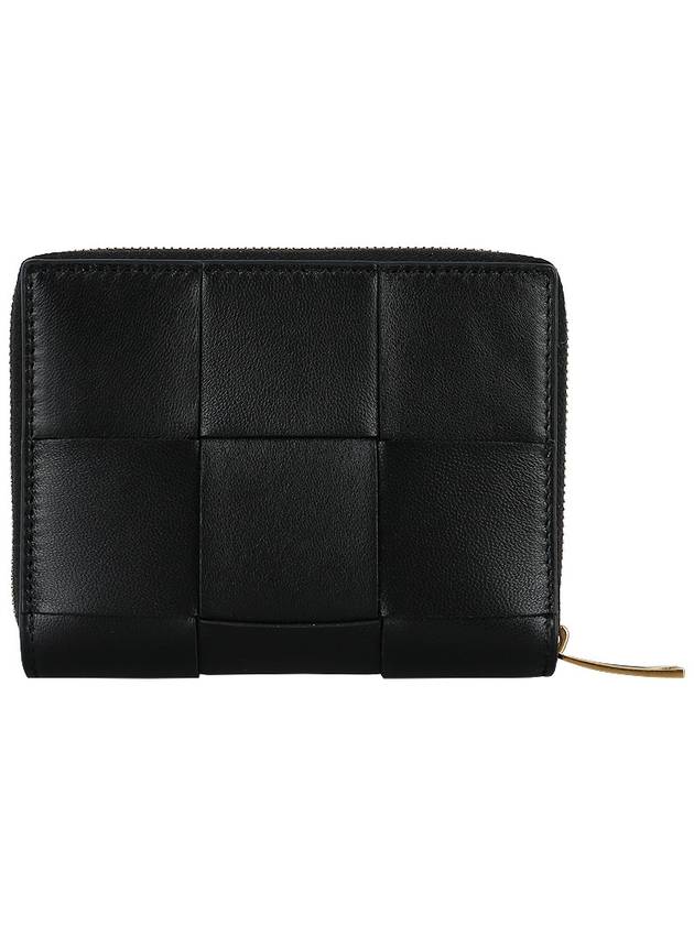 Intrecciato Zipper Around Half Wallet Black - BOTTEGA VENETA - BALAAN 5