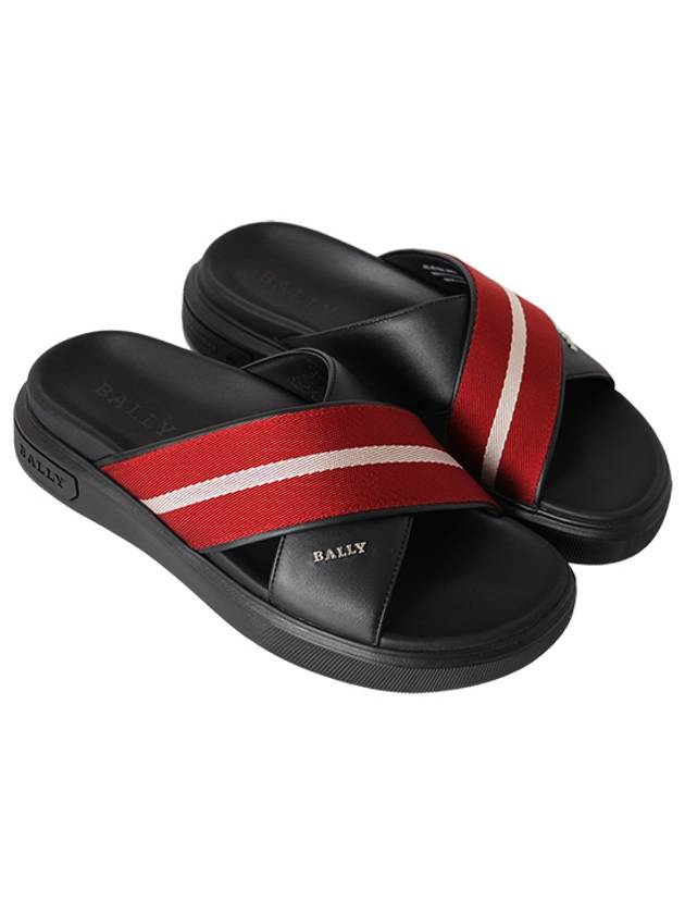 Jake T Strap Logo Slippers Black MSS023 VT014 I921 - BALLY - BALAAN 3