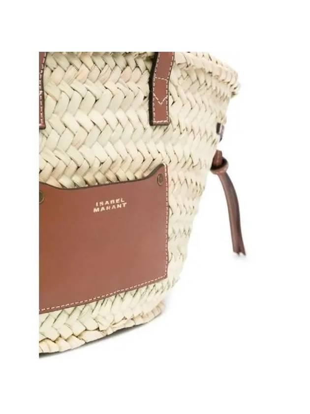 Cadix Mini Raffia Basket Tote Bag Cognac - ISABEL MARANT - BALAAN 5