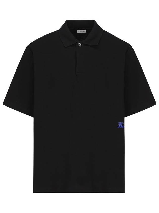 Equestrian Knight Cotton Polo Shirt Black - BURBERRY - BALAAN 2