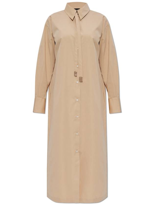 Fabiana Filippi Dress With A Tie, Women's, Beige - FABIANA FILIPPI - BALAAN 1