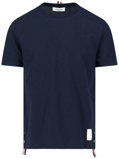 Men's Center Back Striped Short Sleeve T-Shirt Navy - THOM BROWNE - BALAAN 2