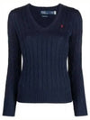 Women's Embroidered Logo Knit Top Navy - POLO RALPH LAUREN - BALAAN 2