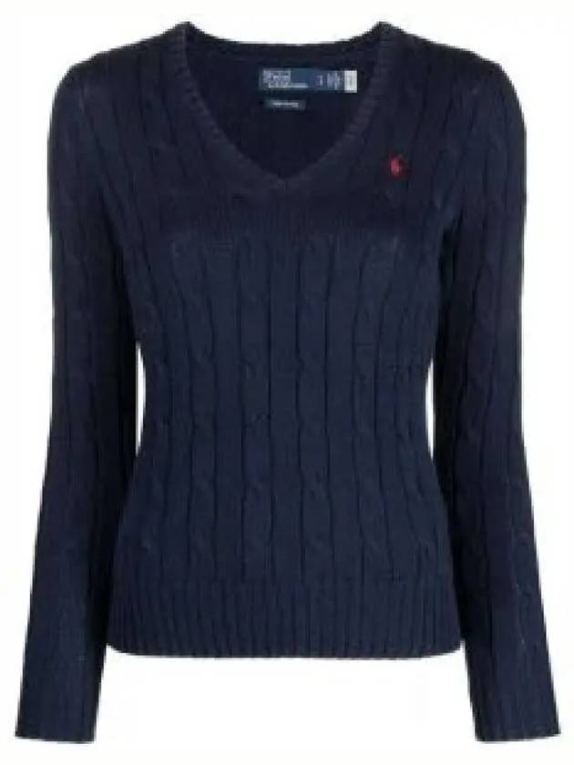 Women's Embroidered Logo Knit Top Navy - POLO RALPH LAUREN - BALAAN 2